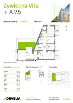 4 pokoje, mieszkanie 112,09 m², piętro 9, oferta nr A.9.5, Żywiecka Vita, Gdańsk, Wrzeszcz, Wrzeszcz Dolny, ul. Żywiecka 2C