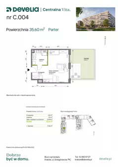 1 pokój, mieszkanie 35,60 m², parter, oferta nr C.004, Centralna Vita etap IV, Kraków, Czyżyny, ul. Ciesielskiego