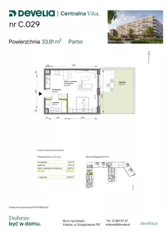 1 pokój, mieszkanie 33,81 m², parter, oferta nr C.029, Centralna Vita etap IV, Kraków, Czyżyny, ul. Ciesielskiego