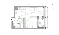 2 pokoje, mieszkanie 41,28 m², piętro 2, oferta nr A.001, Bracka Vita, Katowice, Dąb, Dąb, ul. Bracka 20