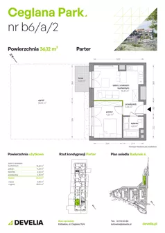 2 pokoje, mieszkanie 36,12 m², parter, oferta nr B6/A/02, Ceglana Park IX, Katowice, Brynów-Osiedle Zgrzebnioka, Brynów, ul. Ceglana