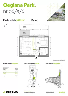 2 pokoje, mieszkanie 35,23 m², parter, oferta nr B6/A/06, Ceglana Park IX, Katowice, Brynów-Osiedle Zgrzebnioka, Brynów, ul. Ceglana