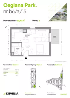 1 pokój, mieszkanie 33,90 m², piętro 2, oferta nr B6/A/15, Ceglana Park IX, Katowice, Brynów-Osiedle Zgrzebnioka, Brynów, ul. Ceglana