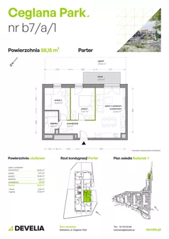 3 pokoje, mieszkanie 58,15 m², parter, oferta nr B7/A/01, Ceglana Park IX, Katowice, Brynów-Osiedle Zgrzebnioka, Brynów, ul. Ceglana