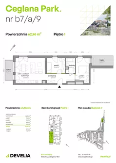 3 pokoje, mieszkanie 62,96 m², piętro 1, oferta nr B7/A/09, Ceglana Park IX, Katowice, Brynów-Osiedle Zgrzebnioka, Brynów, ul. Ceglana