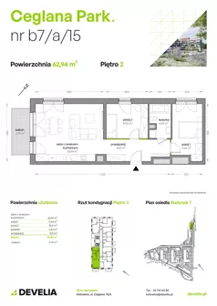 3 pokoje, mieszkanie 62,94 m², piętro 2, oferta nr B7/A/15, Ceglana Park IX, Katowice, Brynów-Osiedle Zgrzebnioka, Brynów, ul. Ceglana