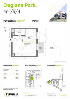 2 pokoje, mieszkanie 40,73 m², parter, oferta nr B1/A/04, Ceglana Park VII, Katowice, Brynów-Osiedle Zgrzebnioka, Brynów, ul. Ceglana