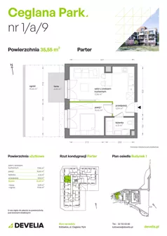 2 pokoje, mieszkanie 35,63 m², parter, oferta nr B1/A/09, Ceglana Park VII, Katowice, Brynów-Osiedle Zgrzebnioka, Brynów, ul. Ceglana