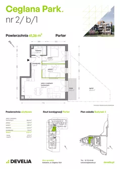 3 pokoje, mieszkanie 61,47 m², parter, oferta nr B2/B/01, Ceglana Park VII, Katowice, Brynów-Osiedle Zgrzebnioka, Brynów, ul. Ceglana