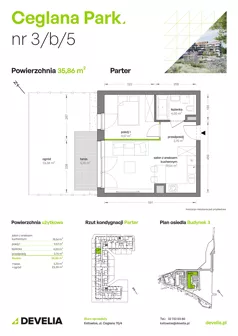 2 pokoje, mieszkanie 35,89 m², parter, oferta nr B3/B/05, Ceglana Park VII, Katowice, Brynów-Osiedle Zgrzebnioka, Brynów, ul. Ceglana