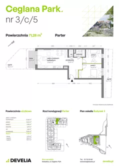3 pokoje, mieszkanie 71,34 m², parter, oferta nr B3/C/05, Ceglana Park VII, Katowice, Brynów-Osiedle Zgrzebnioka, Brynów, ul. Ceglana