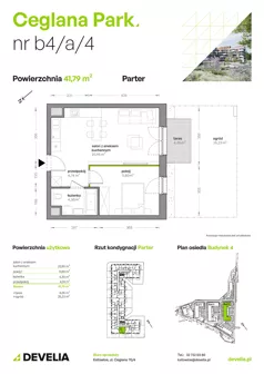 2 pokoje, mieszkanie 41,79 m², parter, oferta nr B4/A/04, Ceglana Park VIII, Katowice, Brynów-Osiedle Zgrzebnioka, Brynów, ul. Ceglana
