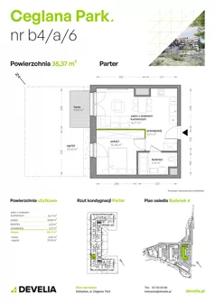 2 pokoje, mieszkanie 35,37 m², parter, oferta nr B4/A/06, Ceglana Park VIII, Katowice, Brynów-Osiedle Zgrzebnioka, Brynów, ul. Ceglana