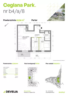 3 pokoje, mieszkanie 62,56 m², parter, oferta nr B4/A/08, Ceglana Park VIII, Katowice, Brynów-Osiedle Zgrzebnioka, Brynów, ul. Ceglana