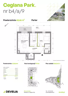 3 pokoje, mieszkanie 60,46 m², parter, oferta nr B4/A/09, Ceglana Park VIII, Katowice, Brynów-Osiedle Zgrzebnioka, Brynów, ul. Ceglana