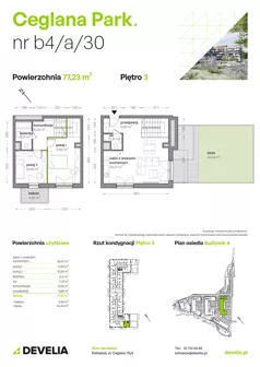 3 pokoje, mieszkanie 77,23 m², piętro 3, oferta nr B4/A/30, Ceglana Park VIII, Katowice, Brynów-Osiedle Zgrzebnioka, Brynów, ul. Ceglana