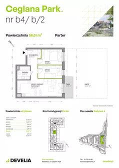 3 pokoje, mieszkanie 58,51 m², parter, oferta nr B4/B/02, Ceglana Park VIII, Katowice, Brynów-Osiedle Zgrzebnioka, Brynów, ul. Ceglana