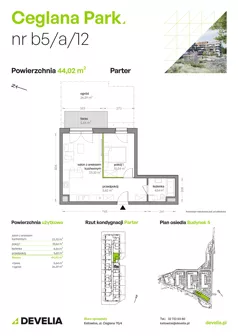 2 pokoje, mieszkanie 44,02 m², parter, oferta nr B5/A/12, Ceglana Park VIII, Katowice, Brynów-Osiedle Zgrzebnioka, Brynów, ul. Ceglana