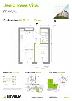 2 pokoje, mieszkanie 36,77 m², parter, oferta nr A.0.8, Jesionowa Vita, Gdańsk, Wrzeszcz, ul. Jesionowa 6b