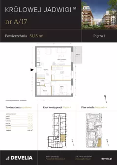 3 pokoje, mieszkanie 51,13 m², piętro 1, oferta nr A/17, Królowej Jadwigi 51 - Etap I, Poznań, Wilda, Stare Miasto, Królowej Jadwigi 51