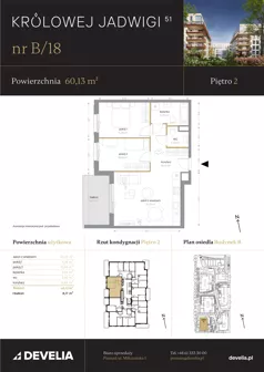3 pokoje, mieszkanie 60,13 m², piętro 2, oferta nr B/18, Królowej Jadwigi 51 - Etap I, Poznań, Wilda, Stare Miasto, Królowej Jadwigi 51