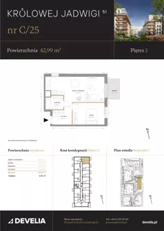 2 pokoje, mieszkanie 42,99 m², piętro 2, oferta nr C/25, Królowej Jadwigi 51 - Etap II, Poznań, Wilda, Stare Miasto, Królowej Jadwigi 51