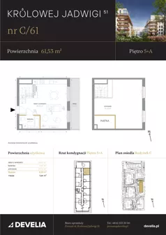 3 pokoje, mieszkanie 61,53 m², piętro 5, oferta nr C/61, Królowej Jadwigi 51 - Etap II, Poznań, Wilda, Stare Miasto, Królowej Jadwigi 51
