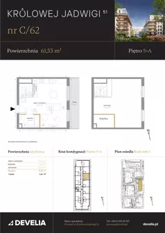 3 pokoje, mieszkanie 61,53 m², piętro 5, oferta nr C/62, Królowej Jadwigi 51 - Etap II, Poznań, Wilda, Stare Miasto, Królowej Jadwigi 51