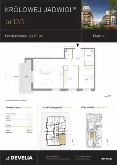 3 pokoje, mieszkanie 64,81 m², parter, oferta nr D/01, Królowej Jadwigi 51 - Etap II, Poznań, Wilda, Stare Miasto, Królowej Jadwigi 51
