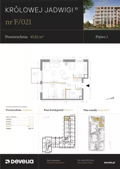 2 pokoje, mieszkanie 45,82 m², piętro 2, oferta nr F/021, Królowej Jadwigi 51 - Etap III, Poznań, Wilda, Stare Miasto, Królowej Jadwigi 51