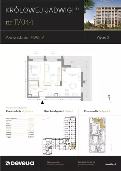 3 pokoje, mieszkanie 49,92 m², piętro 3, oferta nr F/044, Królowej Jadwigi 51 - Etap III, Poznań, Wilda, Stare Miasto, Królowej Jadwigi 51