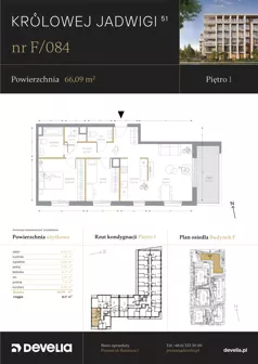 3 pokoje, mieszkanie 66,09 m², piętro 1, oferta nr F/084, Królowej Jadwigi 51 - Etap III, Poznań, Wilda, Stare Miasto, Królowej Jadwigi 51