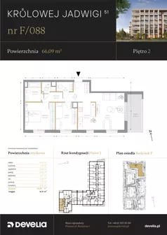 3 pokoje, mieszkanie 66,09 m², piętro 2, oferta nr F/088, Królowej Jadwigi 51 - Etap III, Poznań, Wilda, Stare Miasto, Królowej Jadwigi 51