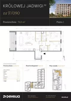 3 pokoje, mieszkanie 74,11 m², piętro 2, oferta nr F/090, Królowej Jadwigi 51 - Etap III, Poznań, Wilda, Stare Miasto, Królowej Jadwigi 51