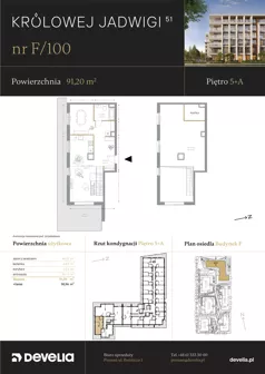 4 pokoje, mieszkanie 91,20 m², piętro 5, oferta nr F/100, Królowej Jadwigi 51 - Etap III, Poznań, Wilda, Stare Miasto, Królowej Jadwigi 51