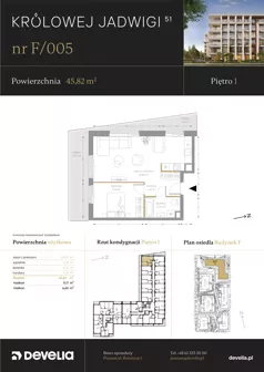 2 pokoje, apartament 45,82 m², piętro 1, oferta nr F/005, Królowej Jadwigi 51 - Etap III, Poznań, Wilda, Stare Miasto, Królowej Jadwigi 51
