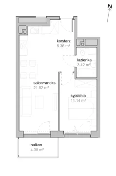 2 pokoje, mieszkanie 41,44 m², piętro 3, oferta nr K1/3/18, Piękna Vita, Wrocław, Tarnogaj, ul. Piękna 29