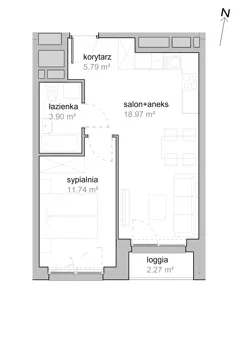 2 pokoje, mieszkanie 40,55 m², piętro 10, oferta nr K2/10/47, Piękna Vita, Wrocław, Tarnogaj, ul. Piękna 29