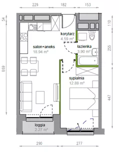 2 pokoje, mieszkanie 40,44 m², piętro 10, oferta nr K2/10/49, Piękna Vita, Wrocław, Tarnogaj, ul. Piękna 29