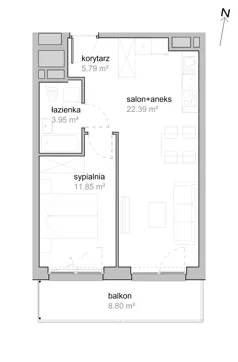 2 pokoje, mieszkanie 43,98 m², piętro 3, oferta nr K2/3/12, Piękna Vita, Wrocław, Tarnogaj, ul. Piękna 29