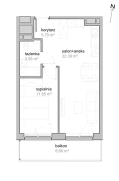 2 pokoje, mieszkanie 43,98 m², piętro 4, oferta nr K2/4/17, Piękna Vita, Wrocław, Tarnogaj, ul. Piękna 29