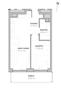 2 pokoje, mieszkanie 42,70 m², piętro 4, oferta nr K2/4/18, Piękna Vita, Wrocław, Tarnogaj, ul. Piękna 29