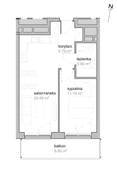 2 pokoje, mieszkanie 42,06 m², piętro 7, oferta nr K2/7/33, Piękna Vita, Wrocław, Tarnogaj, ul. Piękna 29