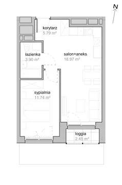 2 pokoje, mieszkanie 40,55 m², piętro 9, oferta nr K2/9/42, Piękna Vita, Wrocław, Tarnogaj, ul. Piękna 29