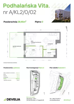 2 pokoje, mieszkanie 38,45 m², parter, oferta nr A/KL2/0/02, Podhalańska Vita, Wrocław, Żerniki, Złotniki, ul. Podhalańska