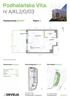 1 pokój, mieszkanie 33,13 m², parter, oferta nr A/KL2/0/03, Podhalańska Vita, Wrocław, Żerniki, Złotniki, ul. Podhalańska