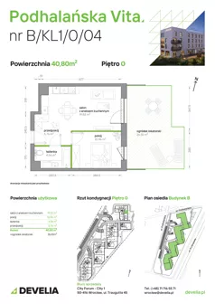 2 pokoje, mieszkanie 40,80 m², parter, oferta nr B/KL1/0/04, Podhalańska Vita II etap, Wrocław, Żerniki, Złotniki, ul. Podhalańska