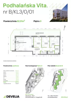 4 pokoje, mieszkanie 82,01 m², parter, oferta nr B/KL3/0/01, Podhalańska Vita II etap, Wrocław, Żerniki, Złotniki, ul. Podhalańska