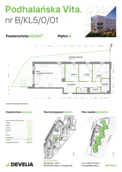 4 pokoje, mieszkanie 82,01 m², piętro 1, oferta nr B/KL3/1/01, Podhalańska Vita II etap, Wrocław, Żerniki, Złotniki, ul. Podhalańska