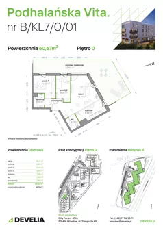 3 pokoje, mieszkanie 60,67 m², parter, oferta nr B/KL7/0/01, Podhalańska Vita II etap, Wrocław, Żerniki, Złotniki, ul. Podhalańska